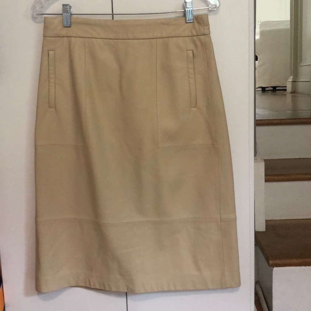 Ivory leather J Crew skirt